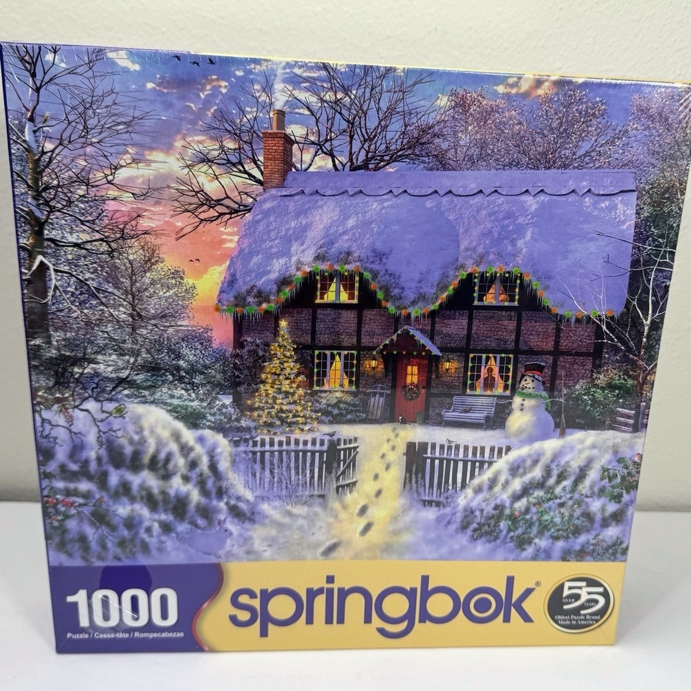 New Springbok 1000 Piece Jigsaw‎ Puzzle Yuletide Cottage House Christmas Sealed